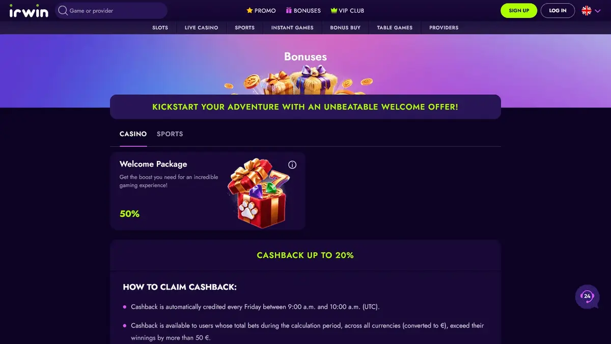 Irwin Casino screenshot